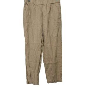 Quince Tan Khaki 100% European Linen Tapered Pull‎ On Chino Ankle Pants Womens S